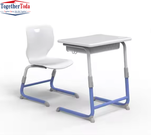 Table d'étude en plastique confortable au design moderne, ergonomique, réglable en hauteur, bureau et chaise individuels pour une utilisation en classe - Product Image 4