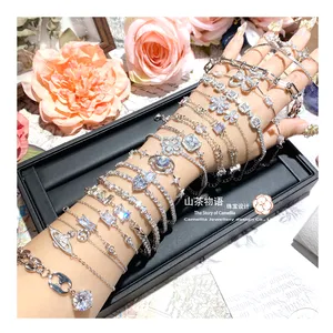 cuentas para hacer joyas Wholesale 925 Sterling Silver Jewellery Bracelet cuentas de piedra pulseras esclavas de plata 925