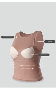 Débardeur court personnalisé femmes soutien-gorge intégré nouveau Yoga une pièce camisole fileté Vertical coupe ample formation femmes débardeur court - Product Image 5