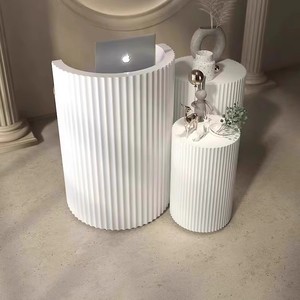 美容室カーブバーカウンター レジカウンター ディスプレイカウンター 一体型アイランドテーブル 塗装 小型受付台 - Product Image 3