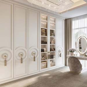 Armoire moderne sur mesure en aggloméré |   Armoire de chambre modulaire avec éclairage LED et système de fermeture douce OEM ODM - Product Image 2