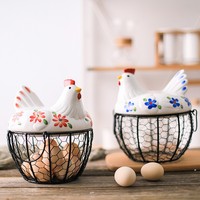 Creatieve Ei Mand Kip Draad Kippenei Houder Fruitmand Collectie Keramische Decoratie Keuken Opslag
