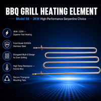 Élément chauffant pour barbecue 3KW 220V SS304, serpentin plat, pour machine à kebab commerciale sans fumée, directement de l'usine