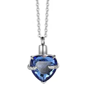 hot selling heart memorial urn pendant necklace crystal heart urn pendant