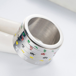 Tibetan Style Five God Wealth <b>Ring</b> Rotating Stainless Steel Unisex Fashion Jewelry Gift - Product Image 3