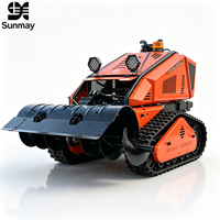 Broyeur de gazon multifonctionnel industriel sans fil télécommandé sur chenilles tout-terrain 15 CV, portée 400 m, conforme EPA