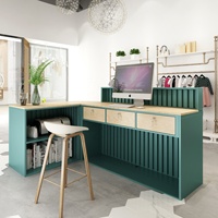 Bureau de réception d'angle incurvé style rétro, mobilier commercial en métal pour bureaux et supermarchés, avec fonction de démontage
