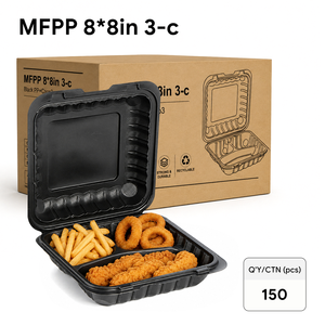White Square 8-Inch 3-<b>Compartment</b> Clamshell Blister Packaging Food Container XF-803 Plastic Disposable Snack <b>Lunch</b> <b>Box</b> - Product Image 1
