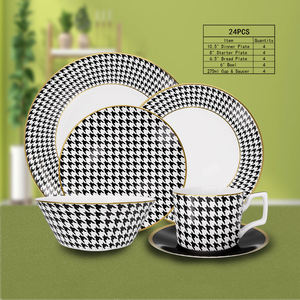 Offre Spéciale vaisselle de style occidental moderne assiettes à steak en céramique noir et blanc vaisselle domestique à usage commercial - Product Image 4