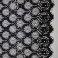 Tissu en dentelle française jacquard brocart noir en polyester/nylon, largeur 150 cm, accessoire vestimentaire, marque YUGU YG-2423, vente en gros usine