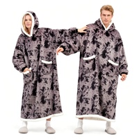 Peignoir de Nuit en Polaire d'Agneau Épaisse et Chaude, en Polyester, à Capuche, 350 g/m², Personnalisable, pour l'Hiver, Idéal pour le Commerce International