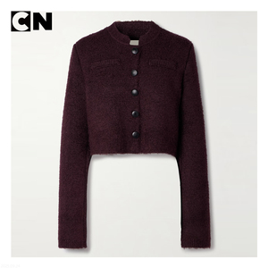 Biểu Tượng Tùy Chỉnh Thêu Intarsia Thiết Kế Mới Nút Cardigan Áo Len Phụ Nữ Màu Đỏ Cắt Cashmere Len Cardigan Người Phụ Nữ - Product Image 1