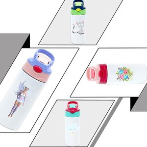 Bouteille d'eau isotherme en acier inoxydable de 12 oz pour enfants, à sublimation, avec couvercles à clapet - Product Image 5