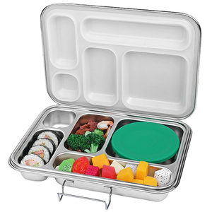 Aohea Factory BPA Free School Children Thermal 5 Compartments Custom <b>Silicone</b> Color 304 Stainless <b>Steel</b> Bento Lunch Box - Product Image 3