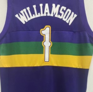 Camiseta de baloncesto bordada de la mejor calidad, Jersey de Nueva York, Zion, Williams, color púrpura, 2022/23 - Product Image 1