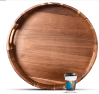 Plateau de service rond extra large en bois d'acacia massif pour table basse ottoman, grand plateau de cuisine, planche à fromage, plateau à charcuterie