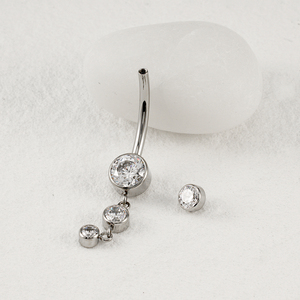 Rechts Grand ASTM F136 Titan 14G Dangle CZ Edelsteine Bauchnabel Ring Zirkonia Drop Anhänger Nabel Nagel Körper Piercing Schmuck - Product Image 3