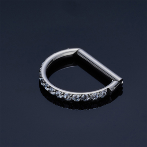 Anello per naso in titanio ASTM F-136, orecchino a cuore Daith, anello a cerchio per cartilagine Tragus, anelli a elica a forma di D, cerchio a segmento incernierato con CZ trasparente - Product Image 3