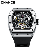 CHANCE JC-9-190G-11 Montre-Bracelet Mécanique Tourbillon Automatique Cadran Squelette Luxe pour Homme