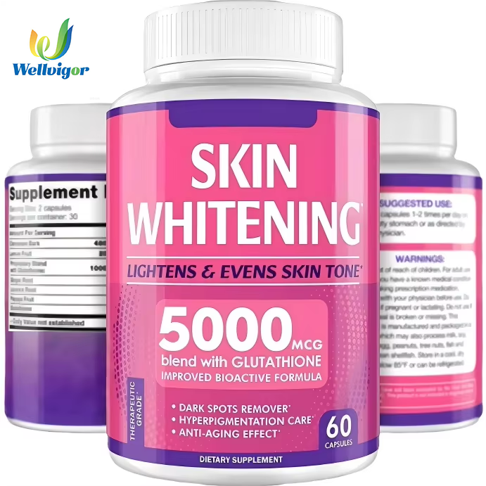 OEM Skin Whitening Beauty & Health Care Supplement 60 Capsules 5000mcg L- Glutathione for Women Adults