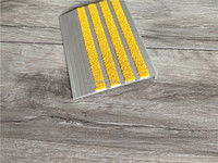 Profilé de marche d'escalier en aluminium anodisé mat argenté avec 4 bandes de carbure de silicium intégrées