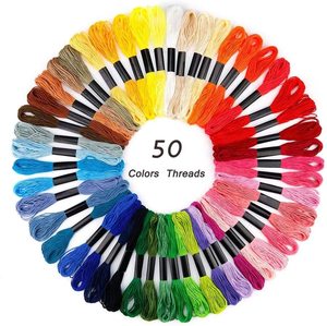 Bordado hilo 50 madejas Cruz puntada hilo Arco Iris Color pulseras de la Amistad hilo manualidades con hilo dental bobinas - Product Image 4