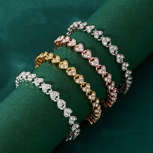Pulsera de Corazón de Cristal Romántica al por Mayor, Pulseras de Corazón con Circonita Cúbica para Mujer, Joyería de Moda - Product Image 1