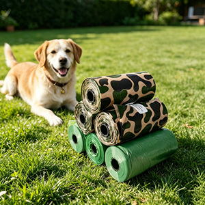 Sacs noirs biodégradables pour excréments de chien avec distributeur (80 sacs) – Écologiques et portables (4 rouleaux, parfum original) - Product Image 1