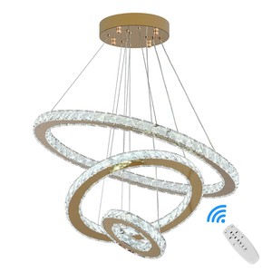 Remote Control Modern Luxury 3 Rings <b>Circle</b> Change 3 Colors Crystal Led Chandelier for Living Room with Switch Control - Product Image 1