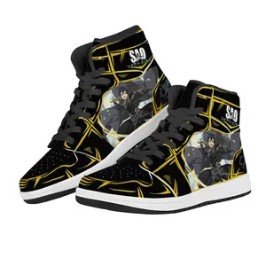 Factory Supply Economical Custom Design Cartoon Print Breathable Running Basketball High Top Sneakers
