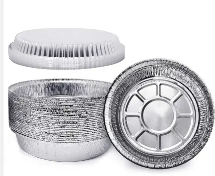 8 Inch round disposable aluminum foil pizza baking pans with lids