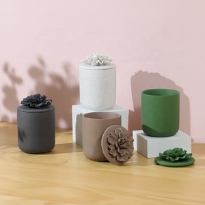 Ybh Lọ nến nghệ thuật gốm sang trọng có nắp hộp đựng nến trang trí nội thất bình nến Sứ - Product Image 4