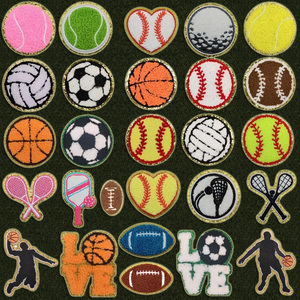 In Stock Football Basketball Football Baseball Chenille Embroidered Iron on Patches for Clothing - Product Image 1