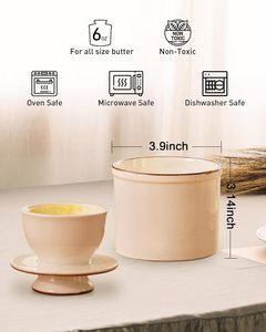 Mantequilla de cerámica Crock Butter Container Mantequilla francesa en relieve para mostrador con línea de <span class=keywords><strong>agua</strong></span> - Product Image 3