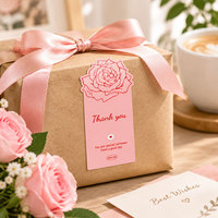 Rouleaux d'autocollants de remerciement à nœud papillon et motif rose, adhésifs décoratifs pour emballage cadeau, motif floral rose mignon, vente en gros