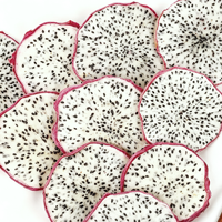 Gedroogde witte drakenvrucht plakjes, originele smaak, knapperige pitaya plakjes voor detailhandel en wederverkoop.
