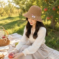 Topi Bucket Bulu Gaya Korea Bernapas untuk Musim Panas, Menyempurnakan Wajah, Pinggiran Lebar, Pelindung Matahari, Cocok untuk Pantai, Dapat Disesuaikan