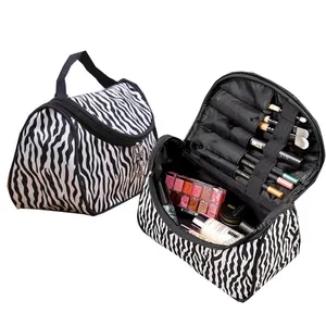 Bolsa de zebra com estampa de oncinha, bolsa organizadora de náilon para maquiagem com zíper, ideal para viagens, 2022