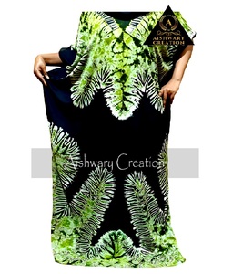 Women's Premium Multicolored Handmade Rayon Tie Dye Dress Breathable Seamless XXL <b>Size</b> Autumn Party Ethnic Wear for Muslims - Product Image 3