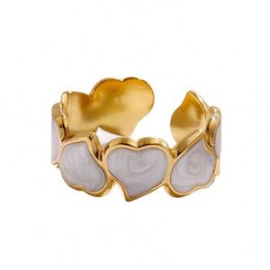 Anillo de Acero Inoxidable que No se Desvanece, Chapado en Oro, Diseño de Corazón con Concha, Estilo Coreano INS, Diseño de Nicho, Gota de Aceite, Aniversario, Venta al por Mayor - Product Image 5