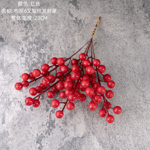 Bon marché Décoration de Noël artificielle <span class=keywords><strong>en</strong></span> mousse pics de fruits artificiels branche tiges rouges - Product Image 6