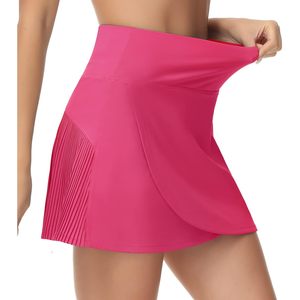 Jupe de tennis pour femme FOXA à taille haute, asymétrique, plissée, avec ourlet croisé et short intégré, séchage rapide - Product Image 3