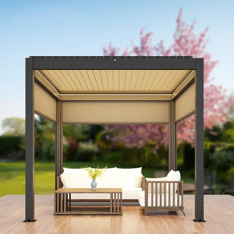 3X3 3X4 4X4 6X4m Outdoor Waterproof Aluminium Bioclimatic Pergola Cover Aluminum Louvered Pergola