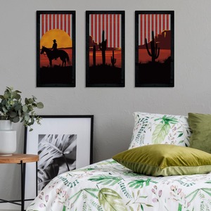 Panneau mural en bois style western américain rétro, motif cactus du désert, décoration intérieure en bois ajouré, rectangle en bois de laurier bronze - Product Image 4