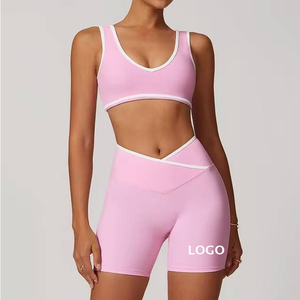 <span class=keywords><strong>Ensemble</strong></span> de yoga 2 pièces pour <span class=keywords><strong>femme</strong></span> : haut de <span class=keywords><strong>sport</strong></span> respirant sans manches à contraste de couleurs personnalisé, soutien-gorge de <span class=keywords><strong>sport</strong></span> et short de <span class=keywords><strong>sport</strong></span> antichoc - Product Image 3