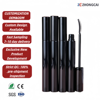 Tube vide en plastique luxueux et personnalisable, noir brillant, pour mascara, sérum pour cils, diamètre 14 mm, pour produits de beauté, faux cils