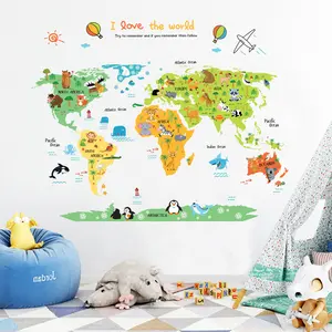 Yeni varış çıkarılabilir PVC ev dekor mektup vinil yapışkan dünya haritası duvar Sticker