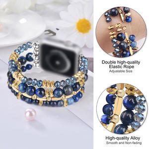 Bracelets perlés en pierre compatibles avec les bracelets <span class=keywords><strong>Apple</strong></span> <span class=keywords><strong>Watch</strong></span> 38mm 40mm 41mm 42mm 44mm 45mm Femmes Filles pour la série de bracelets IWatch - Product Image 2