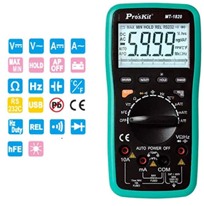 มัลติมิเตอร์ดิจิตอล PRO'SKIT MT-1820N พร้อมช่องต่อ USB แสดงผลแบบกราฟแท่งอนาล็อก พร้อมค่าการวัดสูงสุด 5999 - Product Image 6