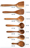 Ustensiles de cuisine en bois naturel KitchenTeak : Cuillère, Louche, Spatule, Écumoire à riz, Écumoire à soupe, Cuillère de cuisine, Cuillère à soupe, Kit d'outils de cuisine réutilisables